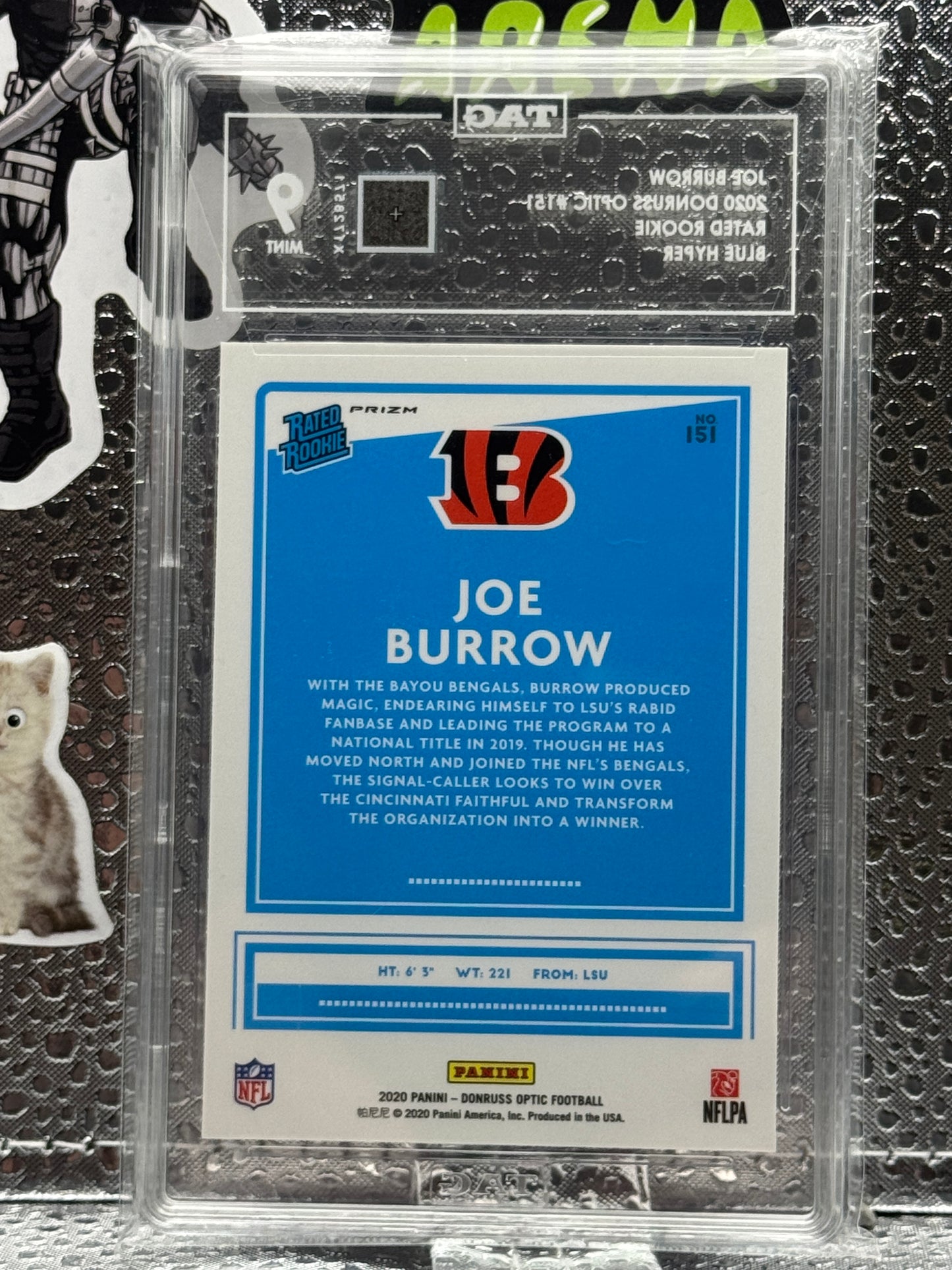 2020 Joe Burrow Donruss Optic Rated Rookie Blue Hyper TAG 9 (946)