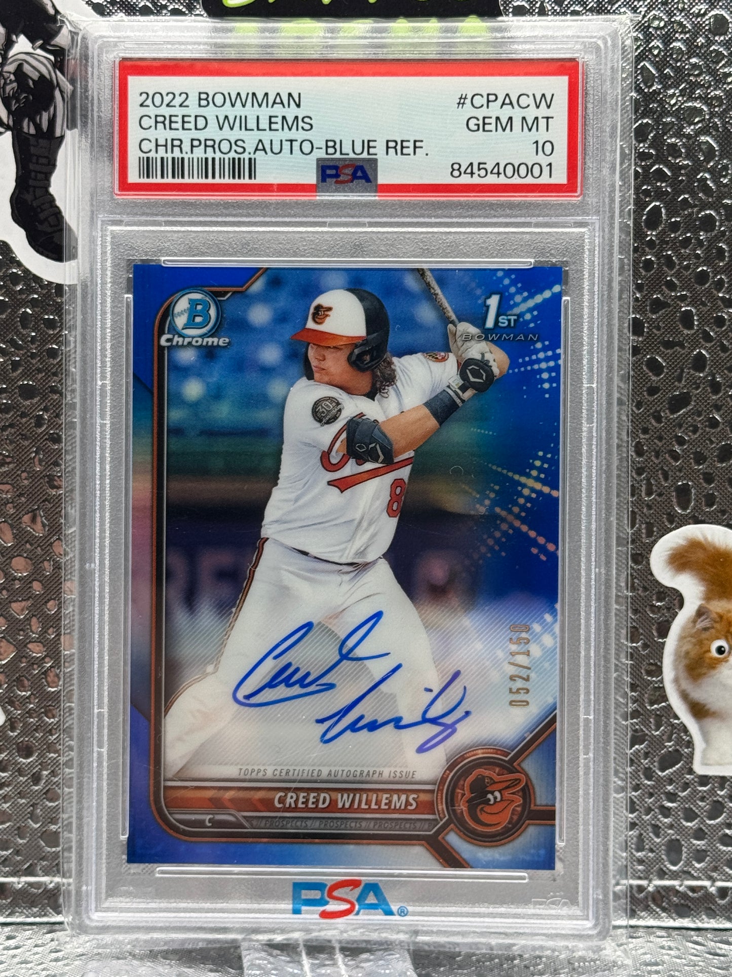 2022 Bowman Chrome 1st Creed Willems Blue Auto Refractor PSA 10 52/150